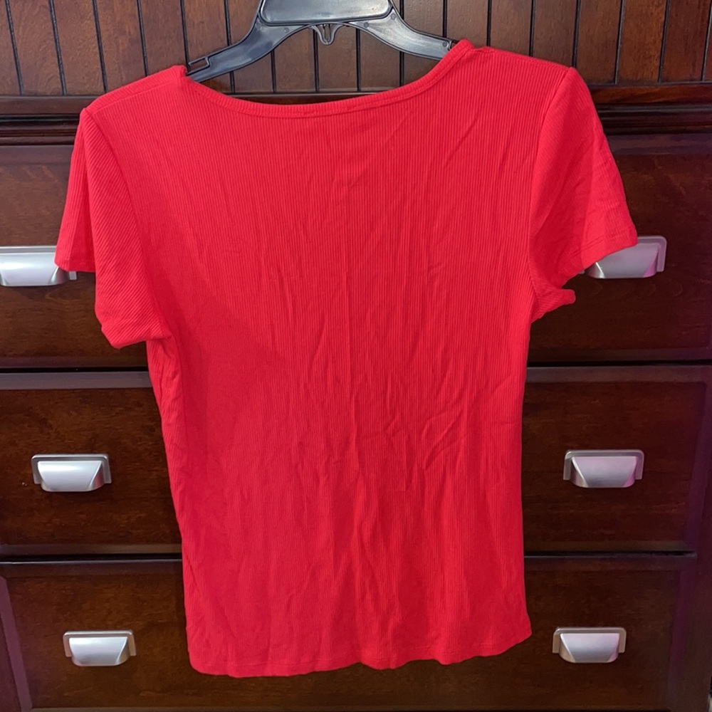 Red Ribbed BeBe Top ❤️ - Picture 2 of 2
